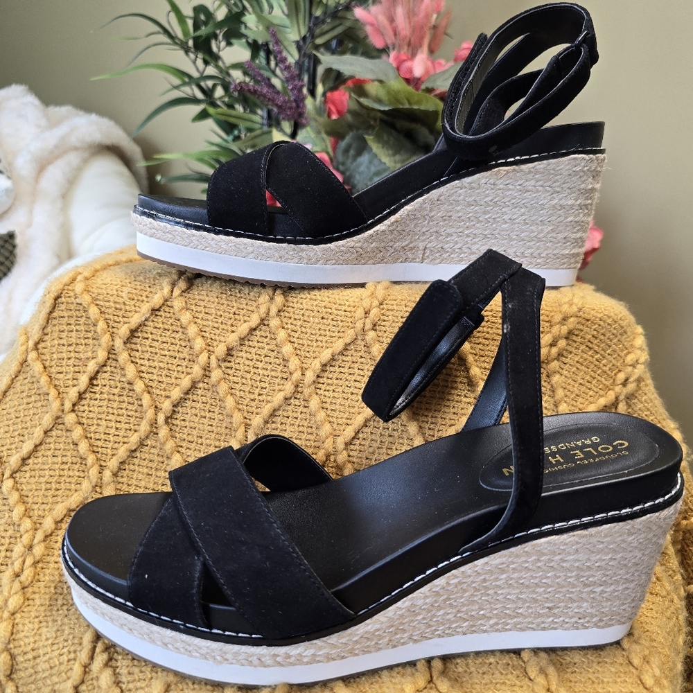 NWOT Cole Haan wedge sandals, Size 9B, Black